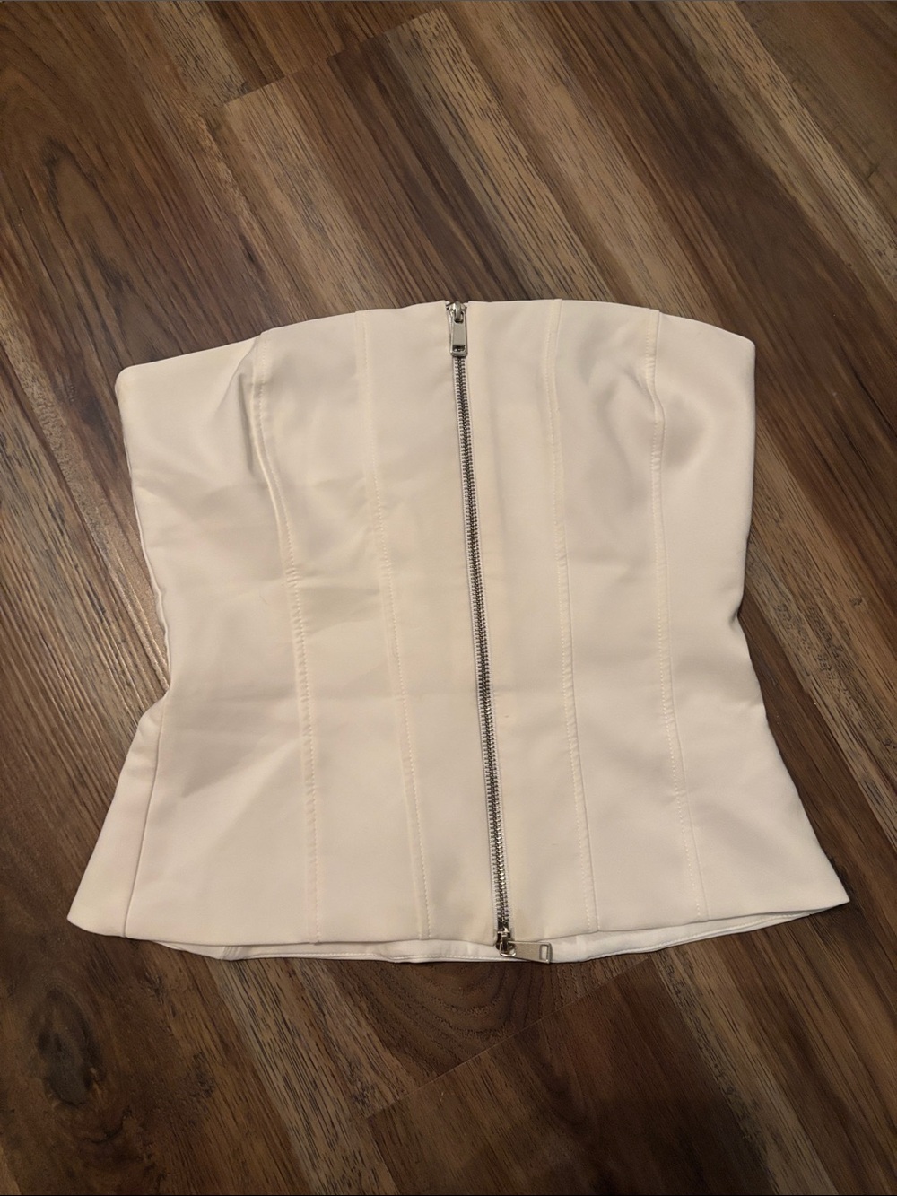 Zara Strapless Corset Top in Ivory with Front Zip